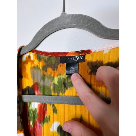 2000s Y2K East 5th Rainbow Fall Watercolor Accordion Fairy Ruffle Boho Shirt XL - Picture 3 of 7